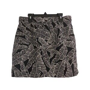 RAFAELLA WOMEN'S BLACK & WHITE COMFORT GOLF SKORT SKIRT  W/TROPICAL LEAVES sz S
